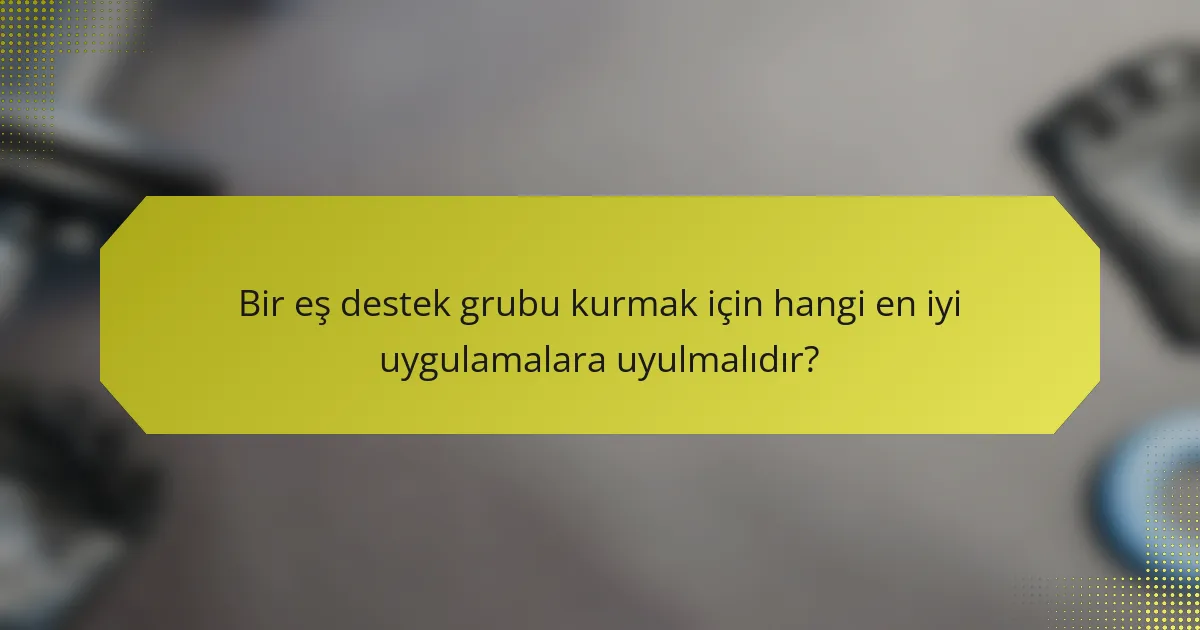 Bir eş destek grubu kurmak için hangi en iyi uygulamalara uyulmalıdır?