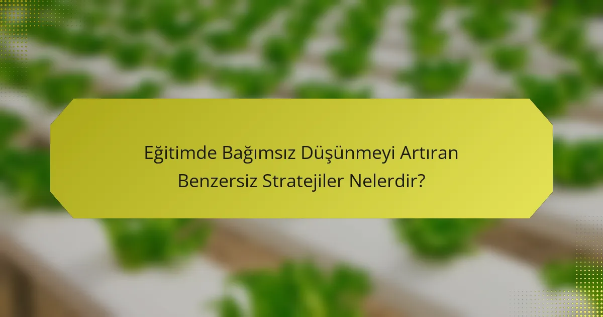 Eğitimde Bağımsız Düşünmeyi Artıran Benzersiz Stratejiler Nelerdir?