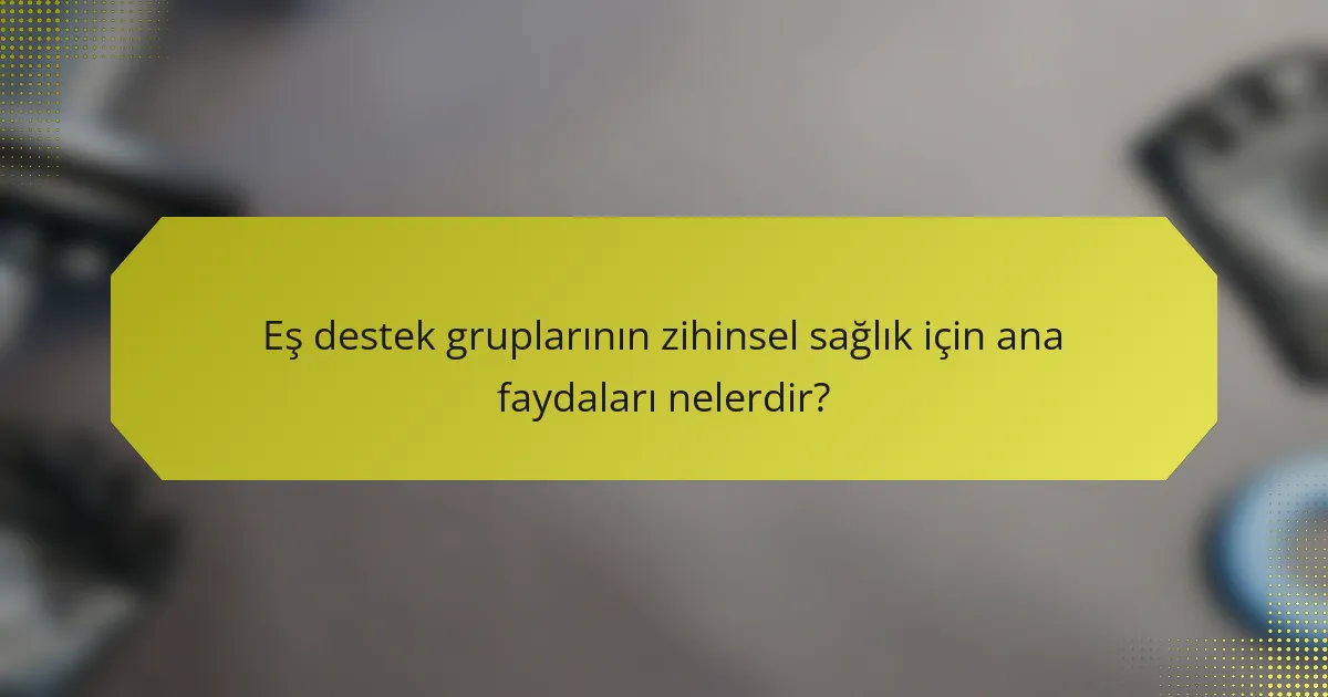 Eş destek gruplarının zihinsel sağlık için ana faydaları nelerdir?