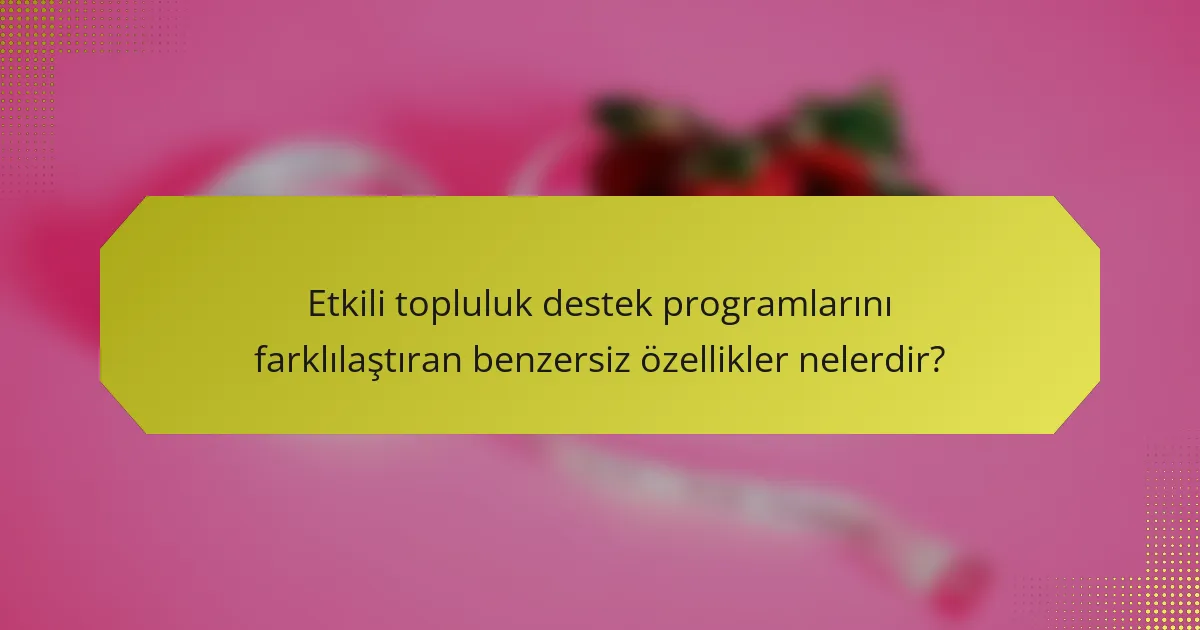 Etkili topluluk destek programlarını farklılaştıran benzersiz özellikler nelerdir?