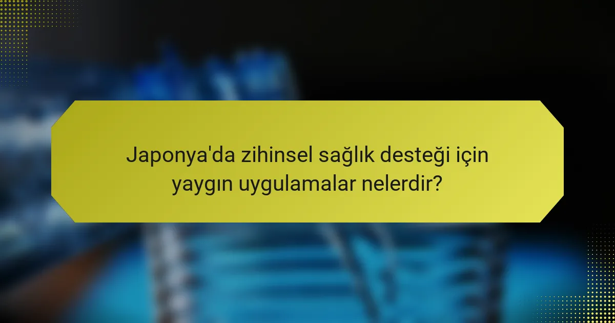 Japonya'da zihinsel sağlık desteği için yaygın uygulamalar nelerdir?