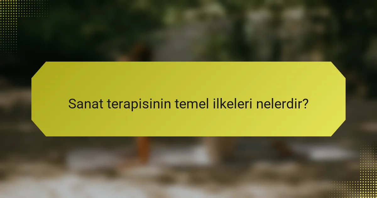 Sanat terapisinin temel ilkeleri nelerdir?