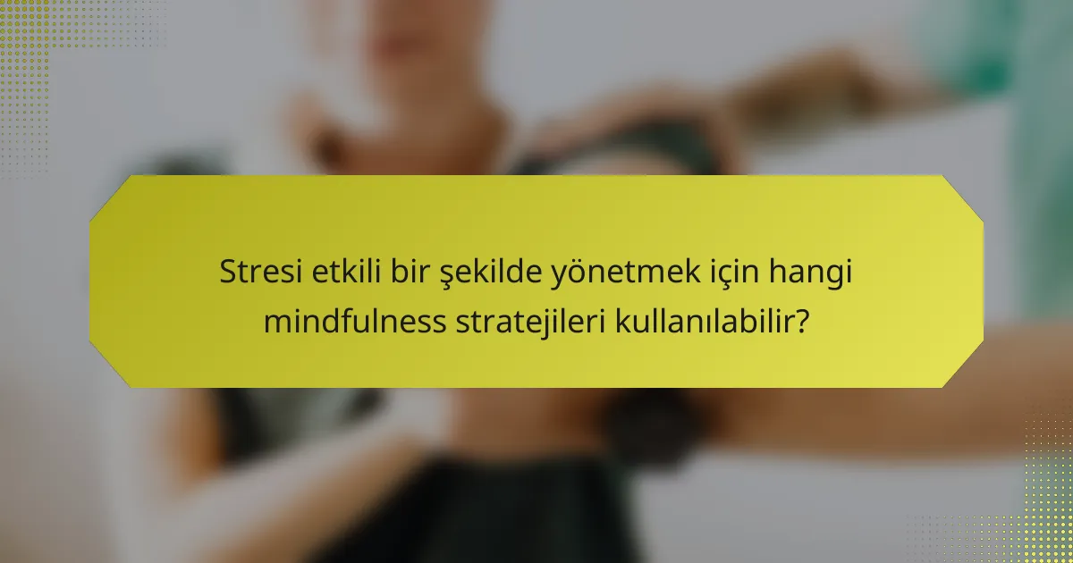 Stresi etkili bir şekilde yönetmek için hangi mindfulness stratejileri kullanılabilir?