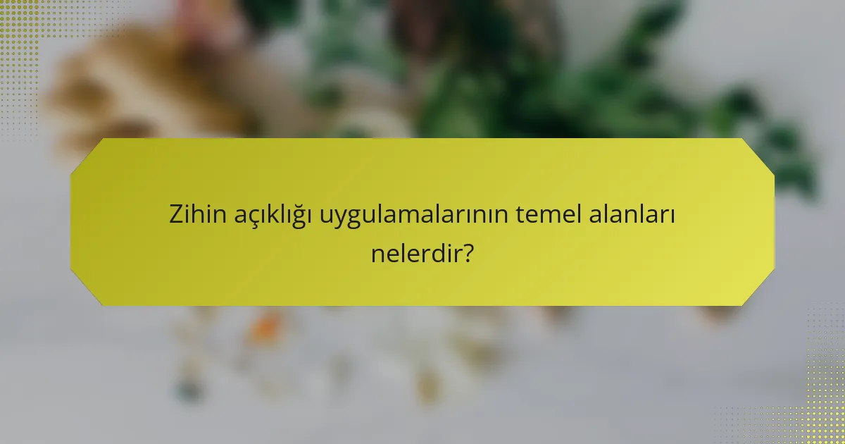 Zihin açıklığı uygulamalarının temel alanları nelerdir?