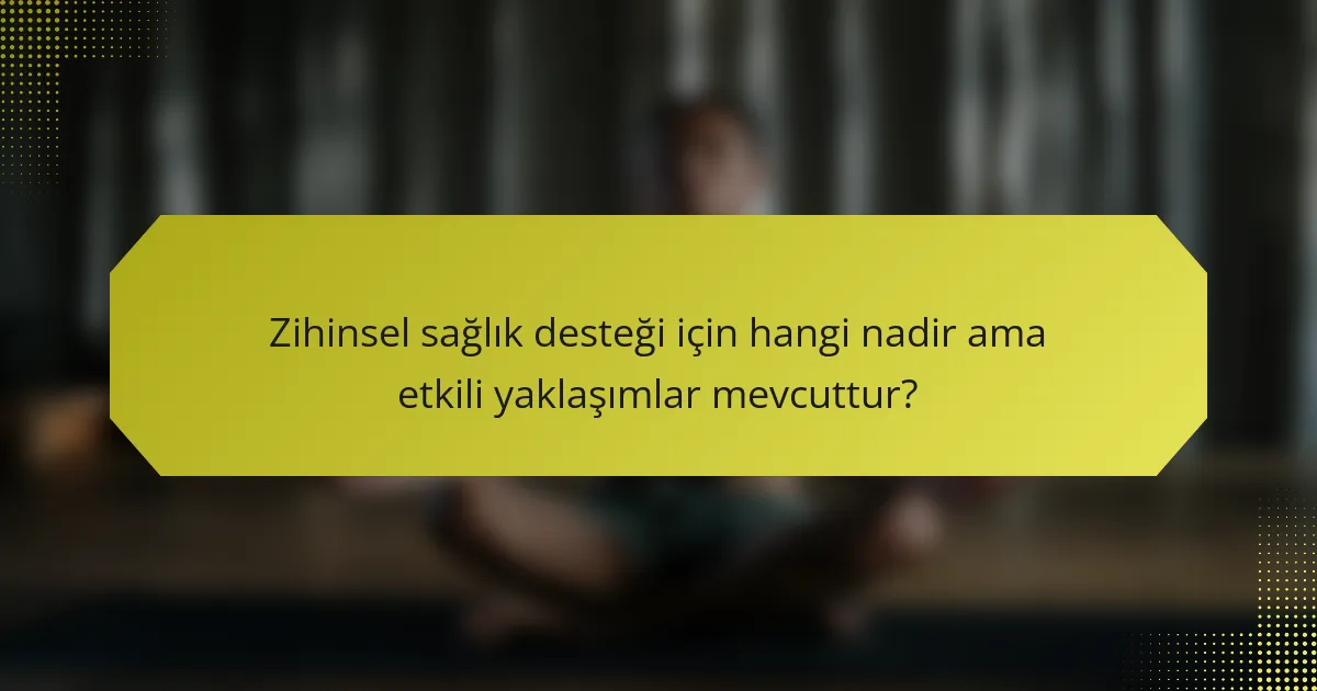 Zihinsel sağlık desteği için hangi nadir ama etkili yaklaşımlar mevcuttur?